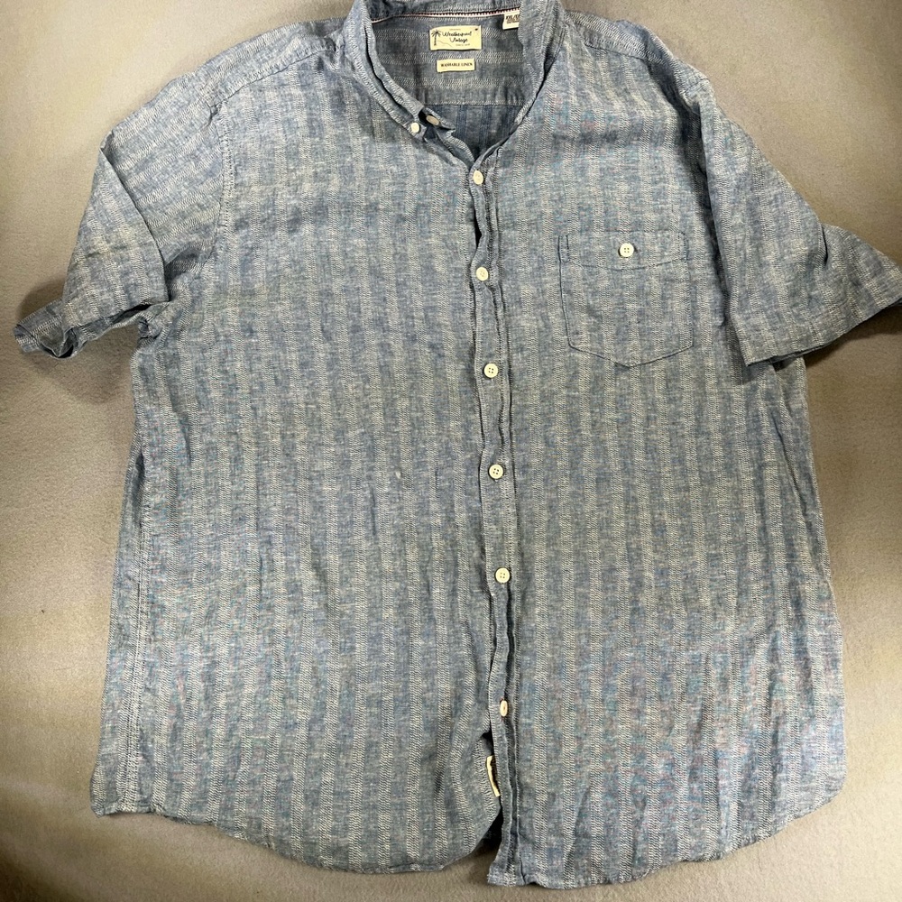 weatherproof vintage washable linen shirt blue Size XXL